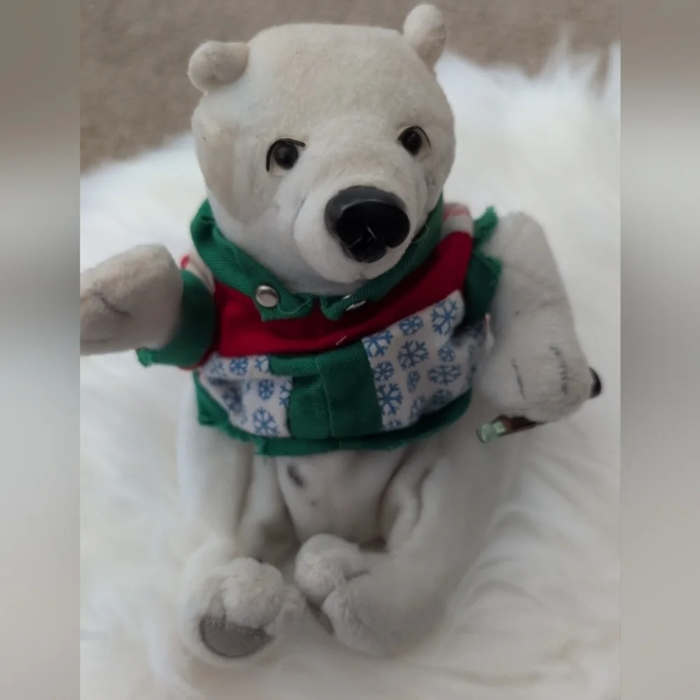 1999 Vintage Cocoa Cola Holiday Collection Bean Bag Plush Polar Bear